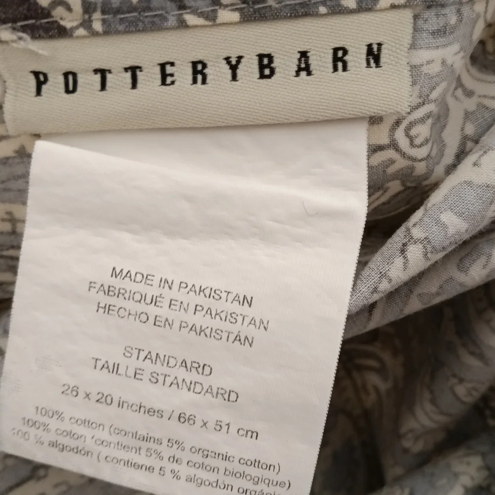 Pottery Barn Gray Paisley Medallion Standard Pillowcase Shams *Pair*